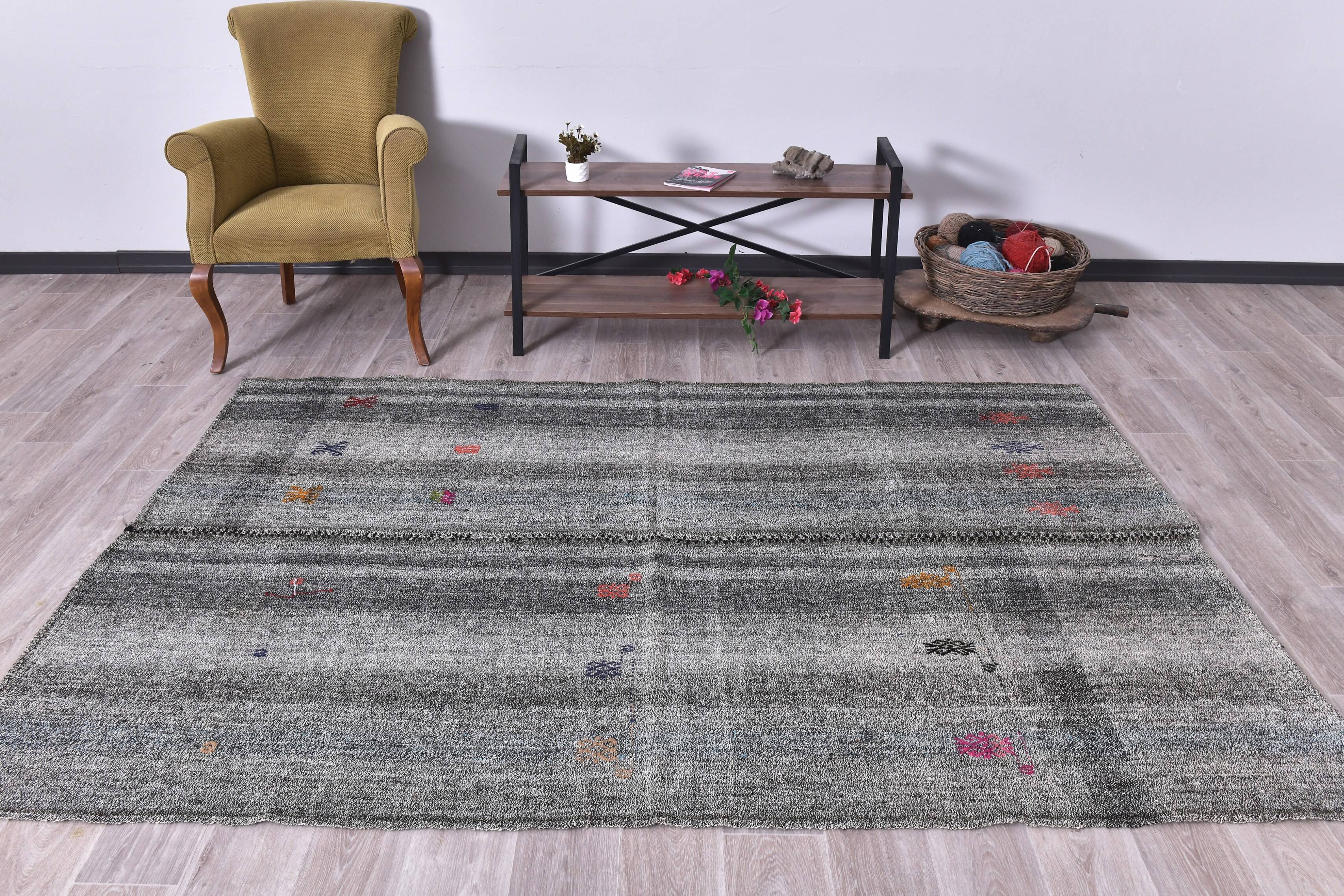 Gray Black Turkish Kilim Rug 159x247Cm SK 240591