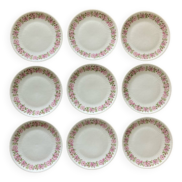 Assiettes à dessert Charles Field Haviland Fleurs d’églantiers