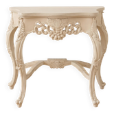 Louis XV console in carved cream white wood.