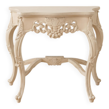 Console style Louis XV en bois sculpté écru