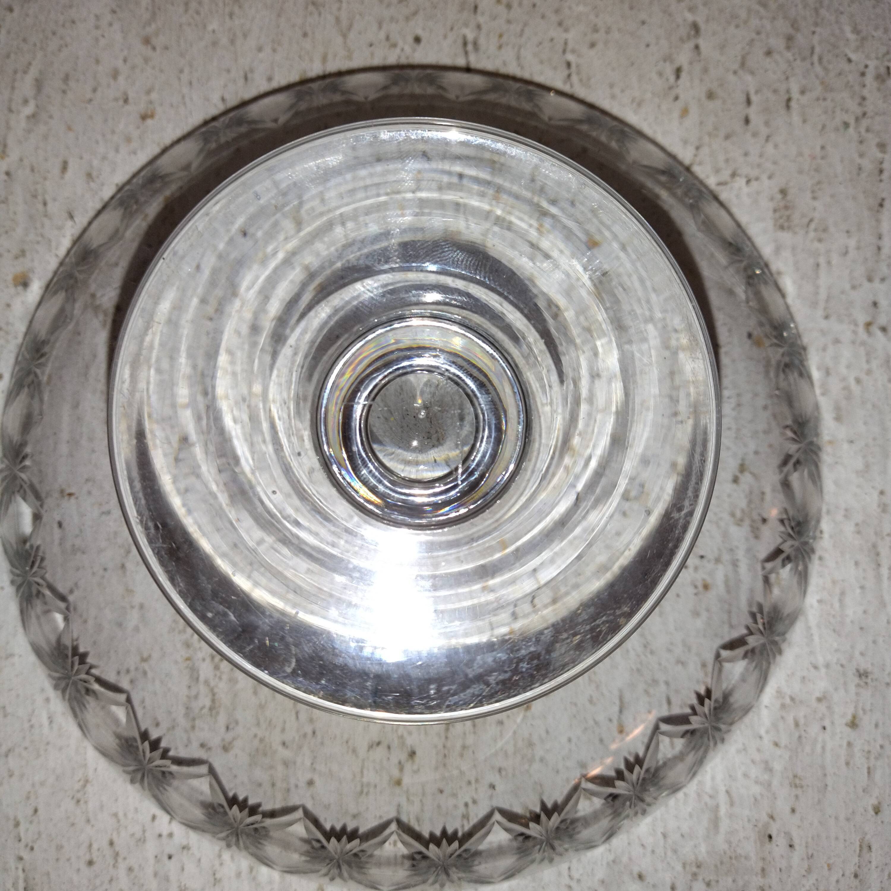 Cut-and-die compotier on pedestal cut glass