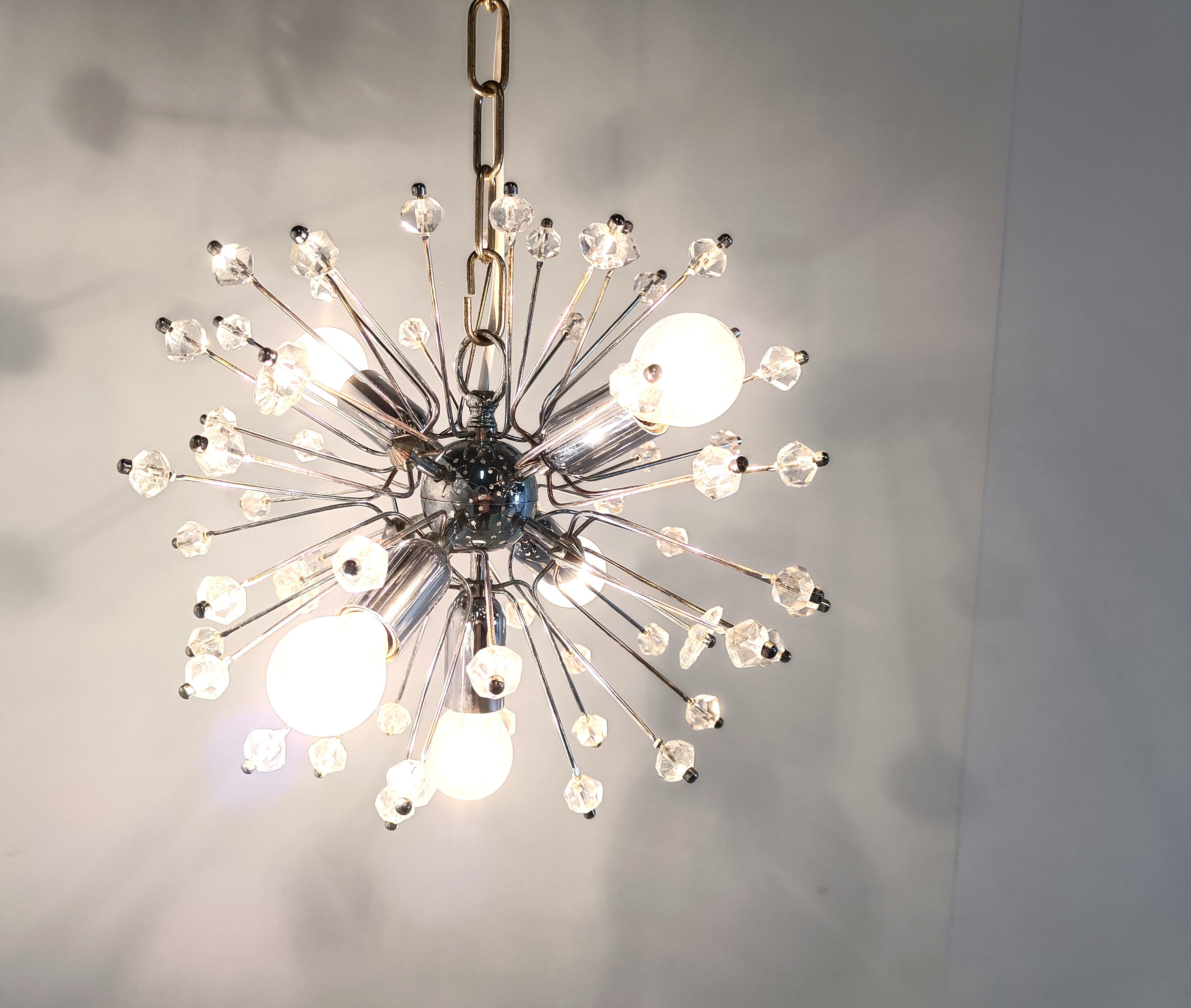 Mid century glass sputnik chandelier by Emil Stejnar, 1970s