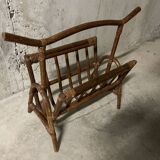 Rattan magazine rack from the 60s