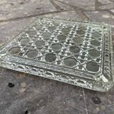 Antique molded glass trivet – geometric pattern – Art Deco