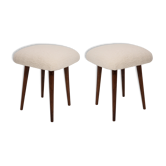Ensemble de deux tabourets mid-century modern beige clair en bouclé, Europe, 1960s