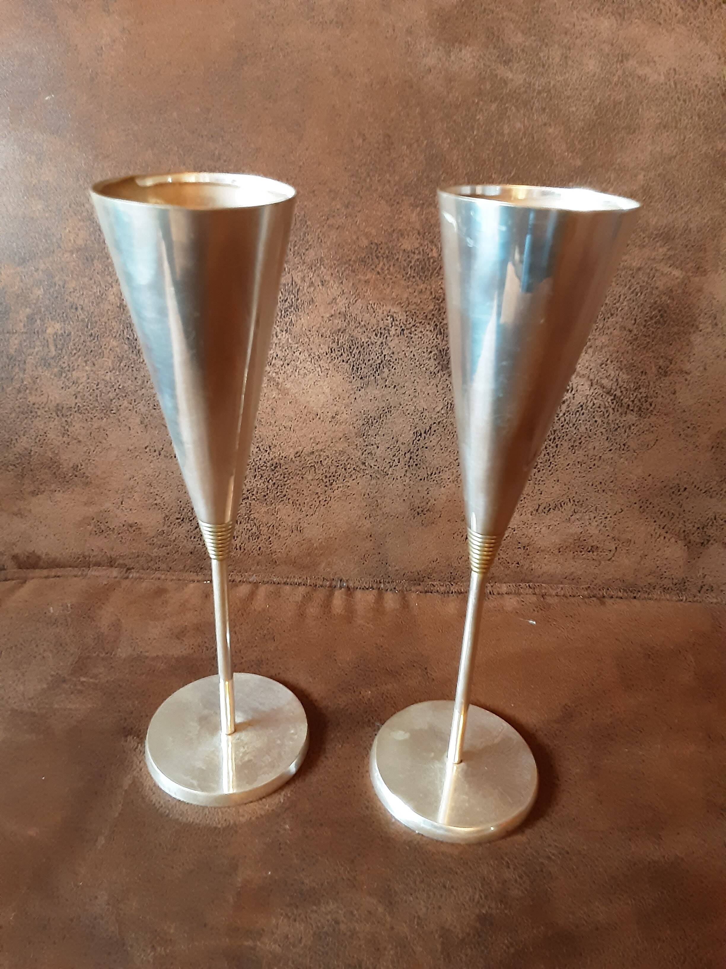 Set of vintage metal flutes