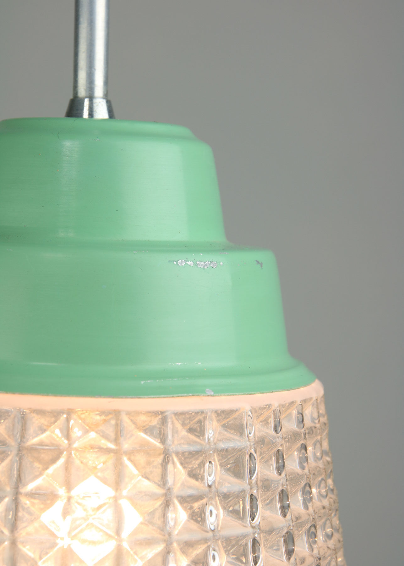 Small Mid-century Turquoise Glass Ceiling Lamp, 60s