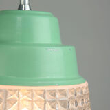 Small Mid-century Turquoise Glass Ceiling Lamp, 60s