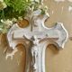 Wooden crucifix white patina aged effect