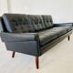 Vintage Danish retro Svend Skipper 3 person sofa in black leather 1960s