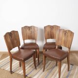 Ensemble de 4 chaises Art déco en bois sculpté