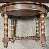 Round coffee table and 2 tripod stools
