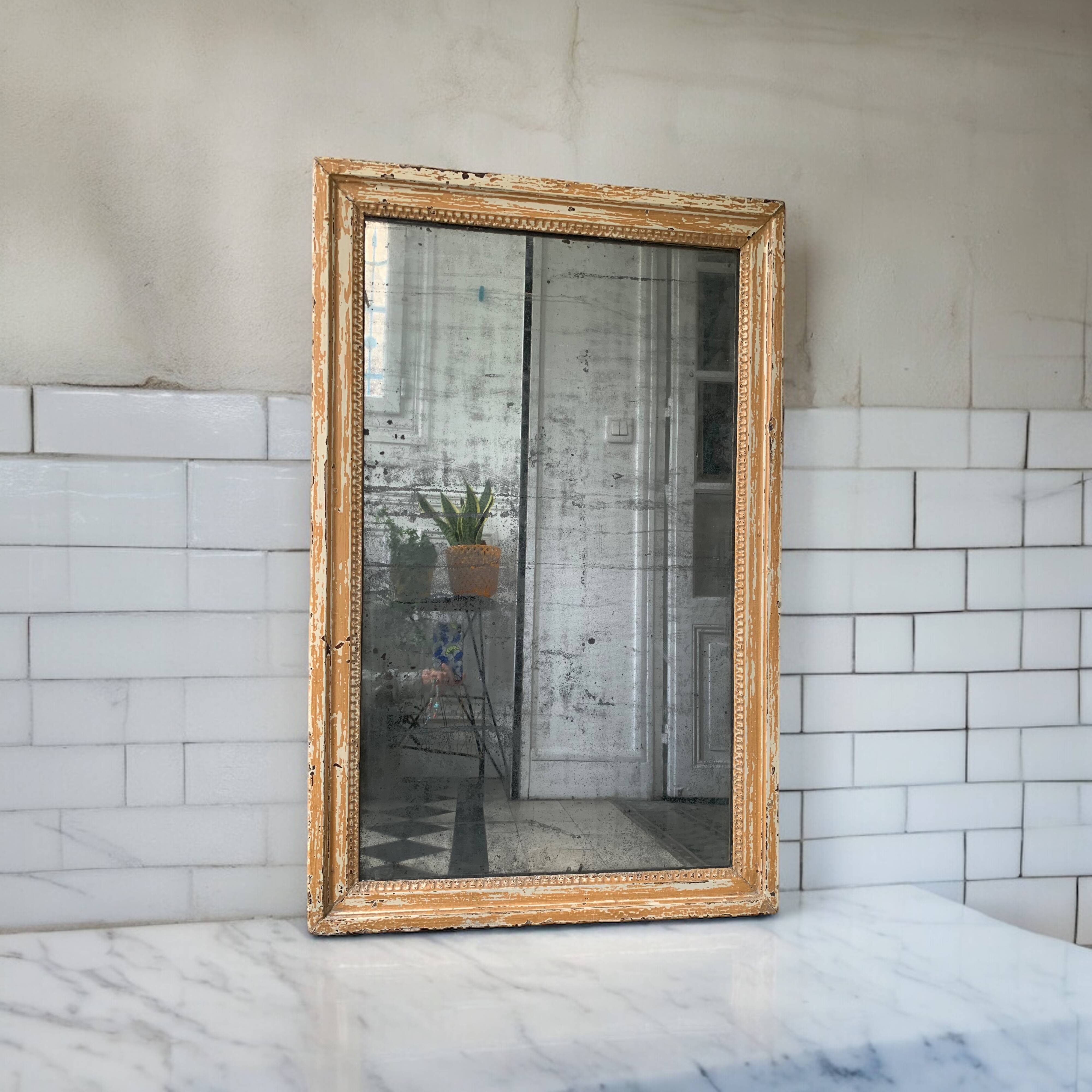 19th century mercury mirror patinated trumeau