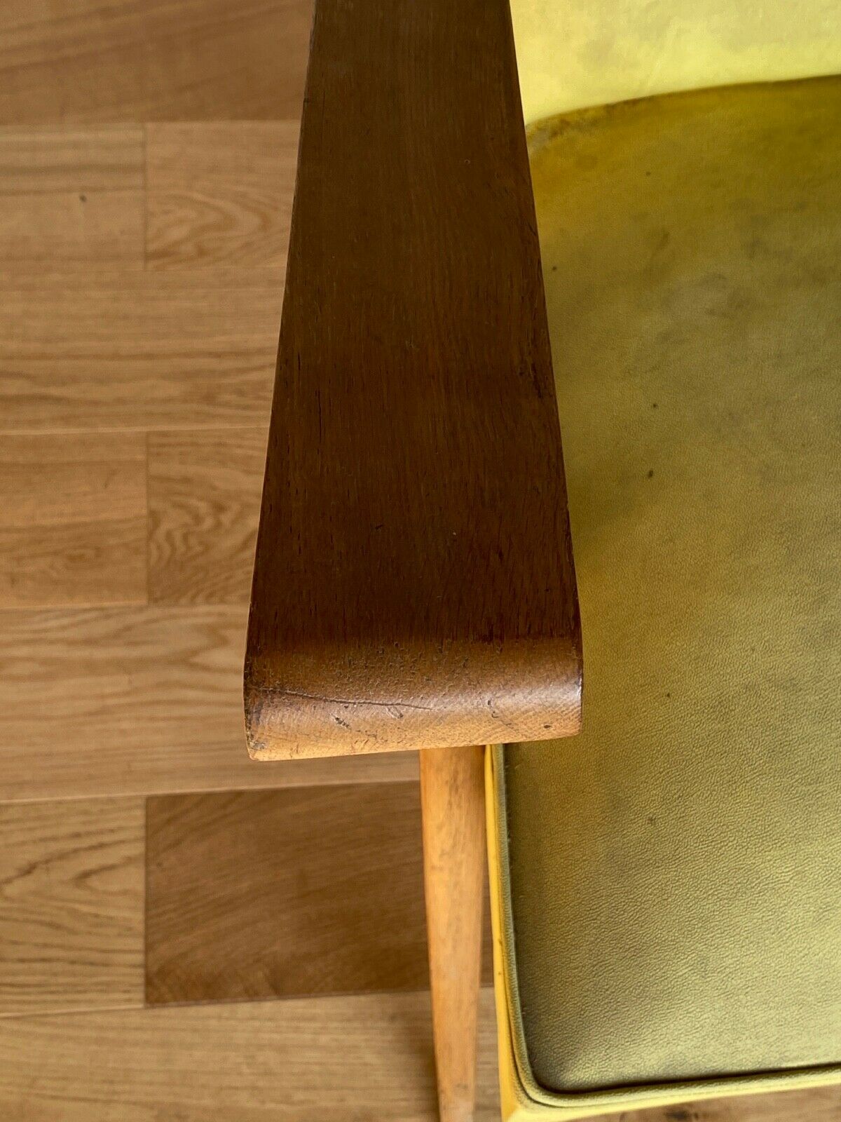 Armchair 1960 french work seat yellow compass feet