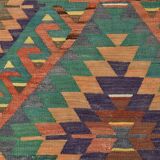 6x10 Green & Purple Vintage Kilim Rug, Modern Oushak Rug, 181x291Cm