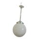 Vintage suspension in aluminum metal and opaline glass globe – Industrial design