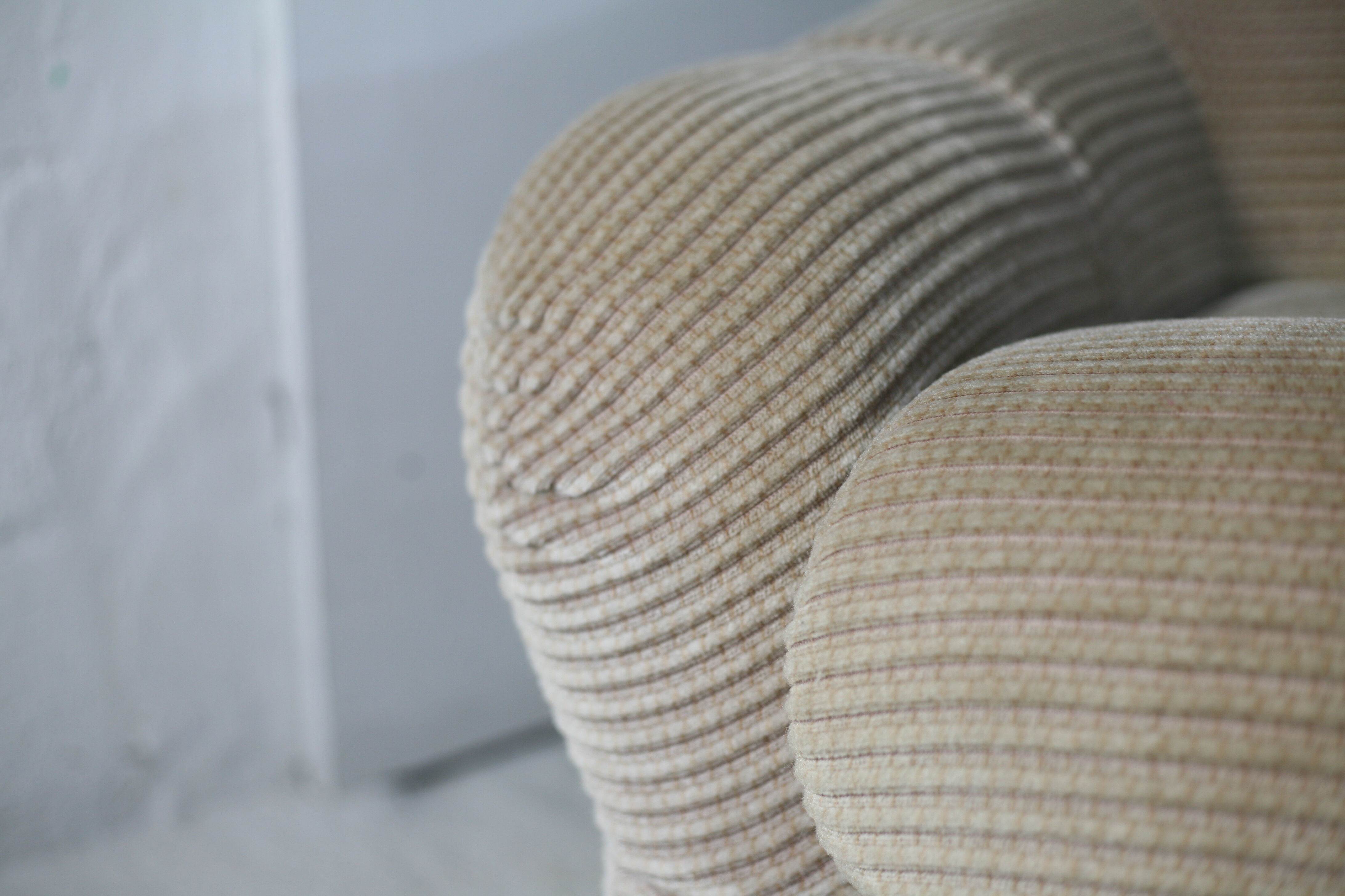 Pair of armchairs "space age". Beige corduroy velvet. France, circa 1970