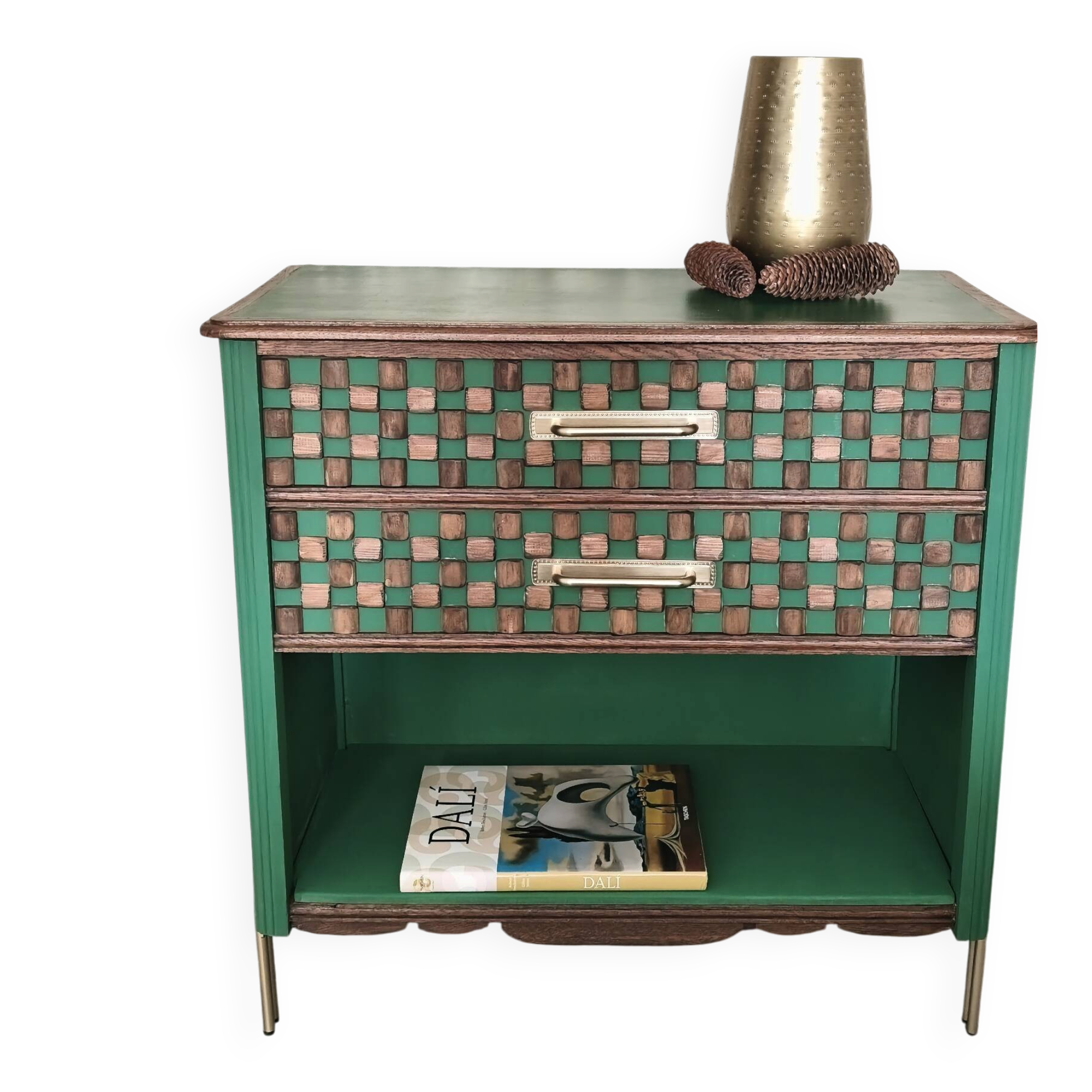 Vintage solid wood chest of drawers - unique handcrafted creation.