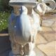Pair of enamelled white ceramic elephant harnesses