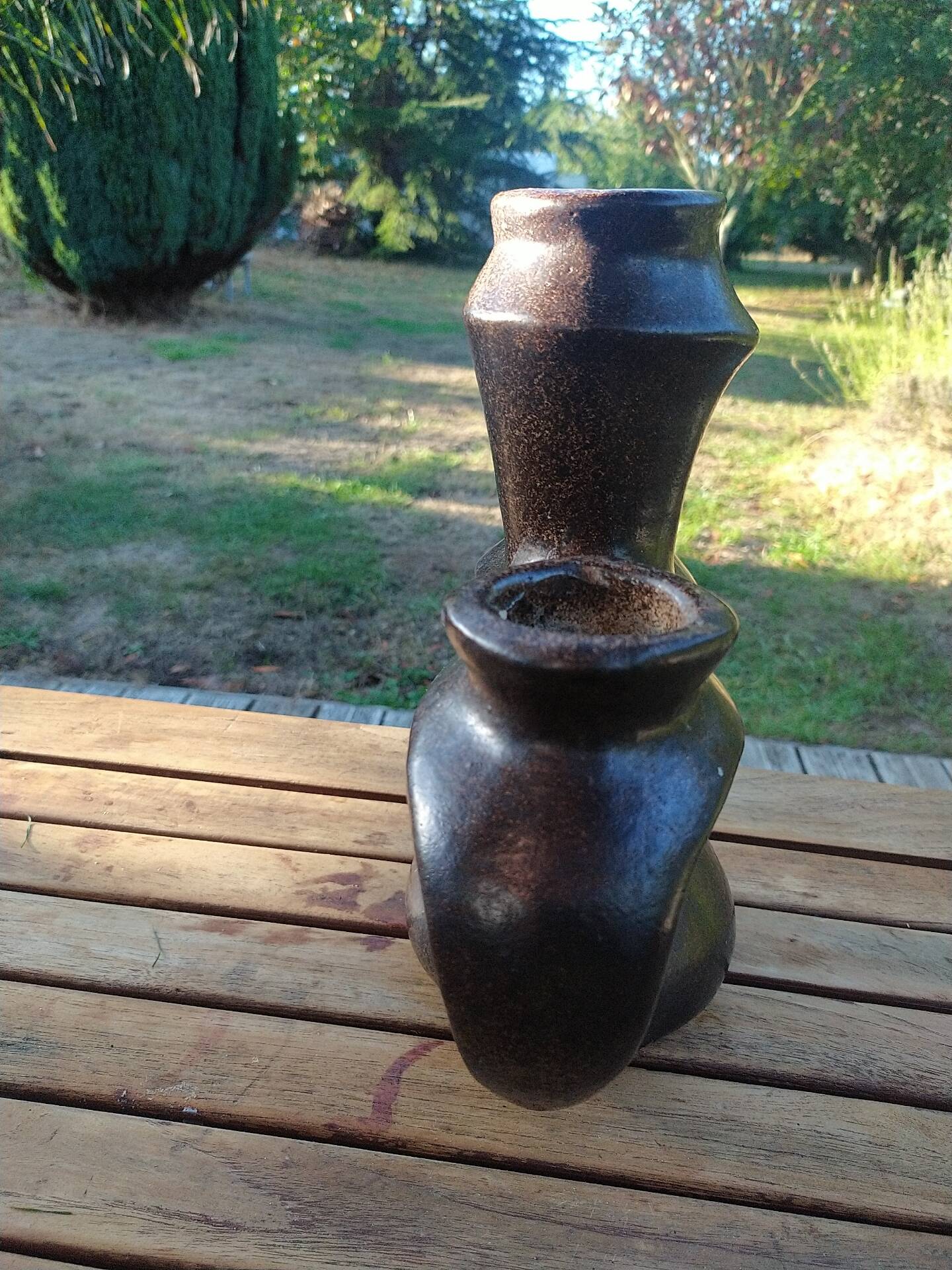 Brutalist ceramic candelabrum.
