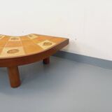 Barrois vintage shell-patterned comma coffee table in wood and ceramic.