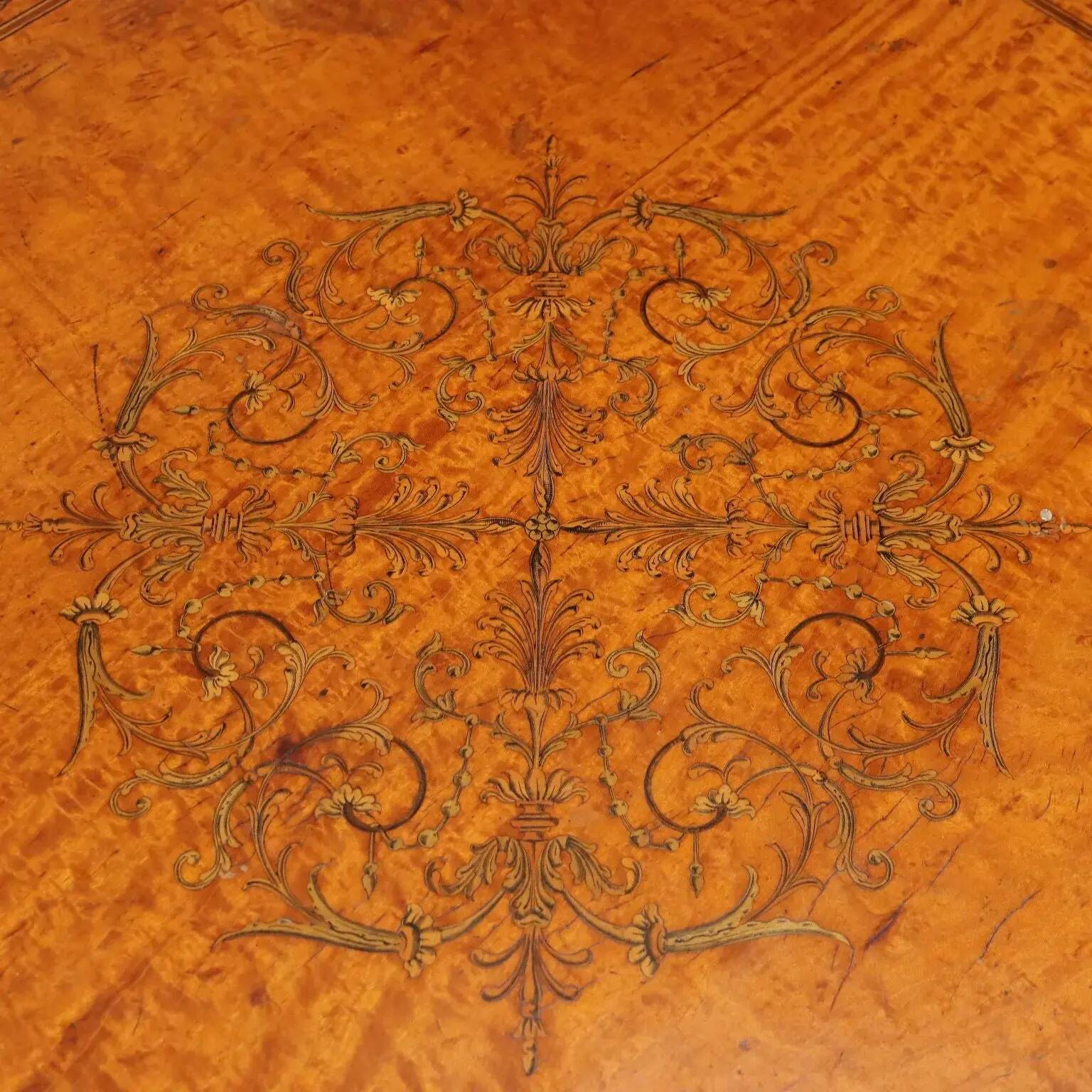 Antique octagonal coffee table made of lemon wood, 20th century.