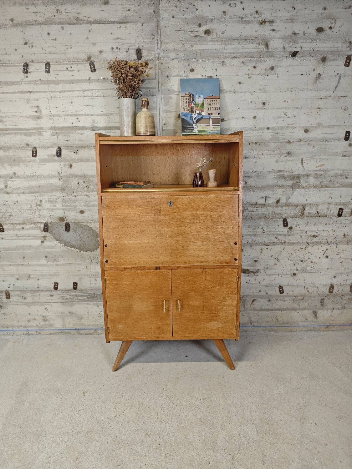 Vintage secretary with compass legs
