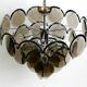 Large original 1960s large chrome metal and glass disc ceiling chandelier