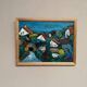 Original Swedish Oil on Panel – "Village Scene (Thick Impasto)" – Signed – Vintage and Framed
