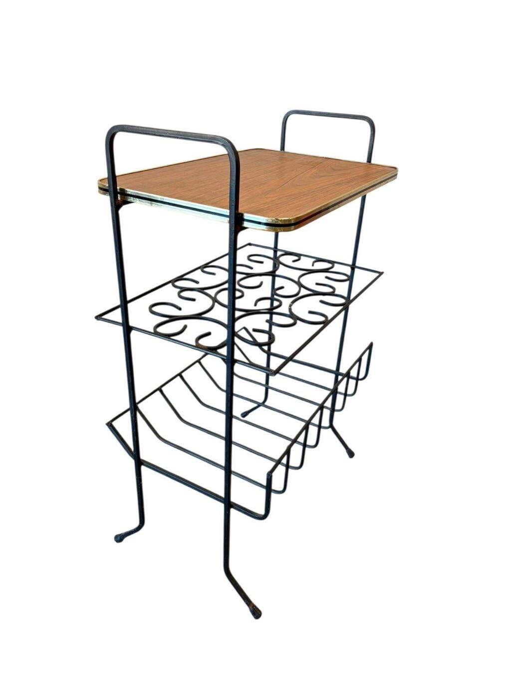 Vintage metal floor shelf / multi-level display / side table