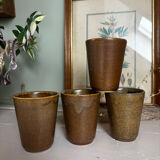 Set of 4 cup glasses in Digoin stoneware and others.