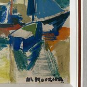 Watercolor Painting MOURIER Marguerite (1910-1987) "the sailboats" + frame