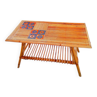 Audoux Minet/Capron rattan coffee table 1950
