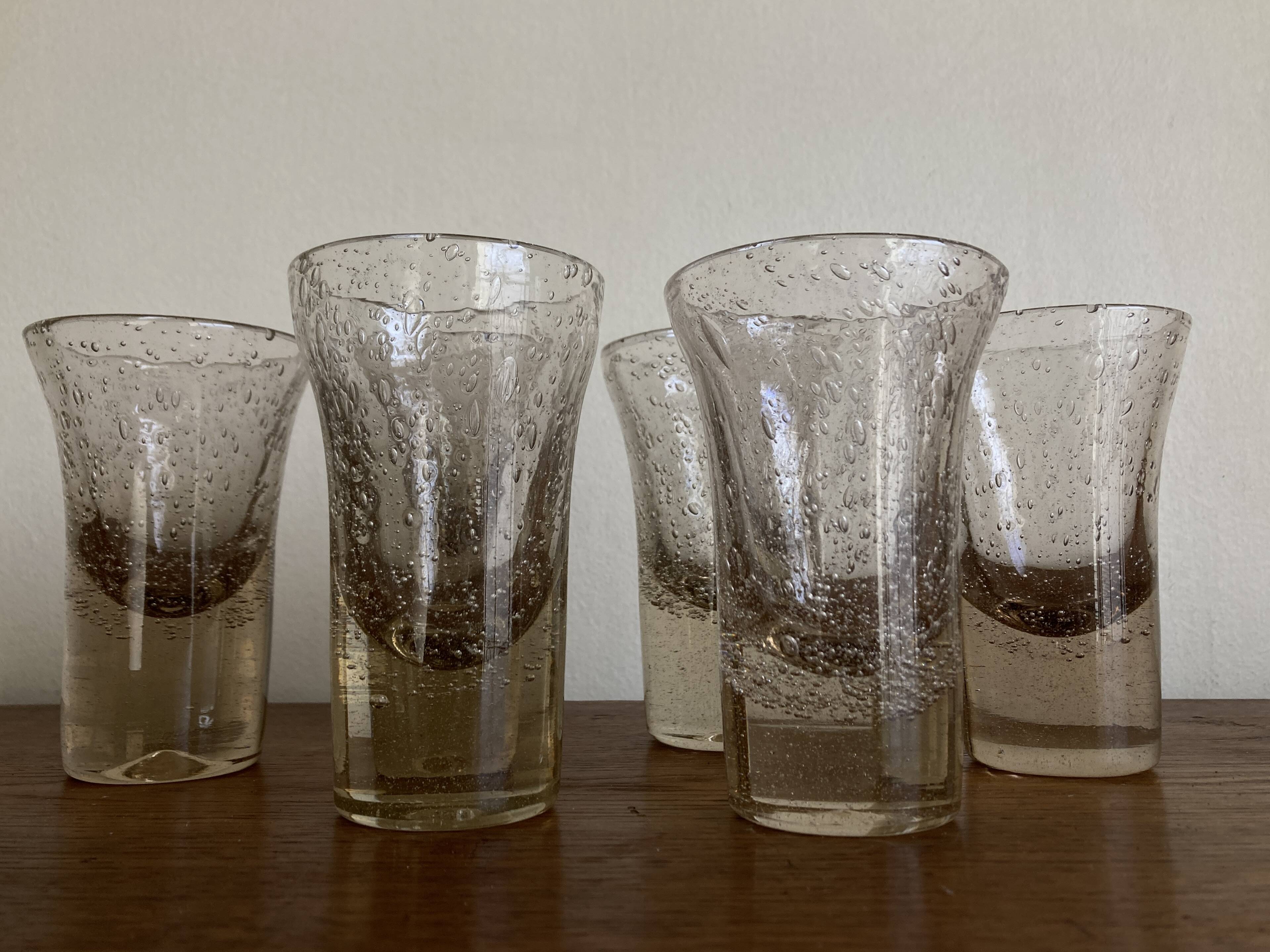 Set de 6 gobelets Biot rose des sables 1960 signés