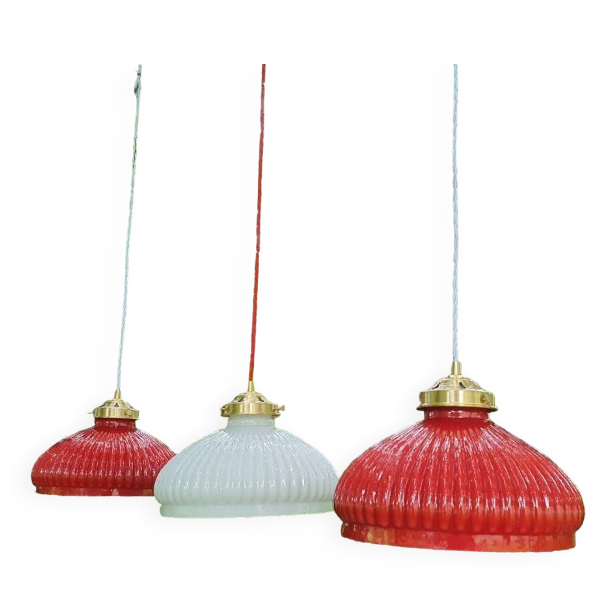 Trio of vintage pendant lights