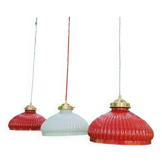 Trio of vintage pendant lights