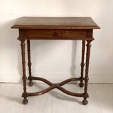 Small desk table in Louis XIII style, solid walnut.