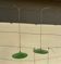 Industrial suspension pair with XL enamelled metal lampshade.