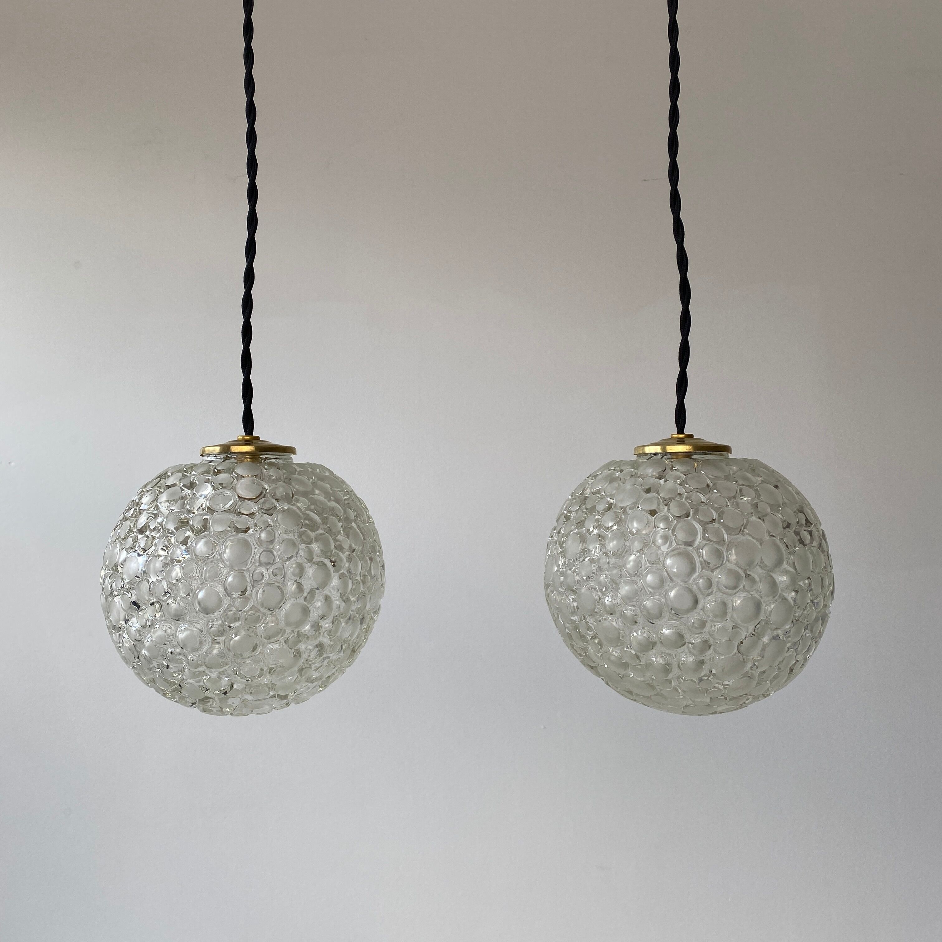 Pair of vintage round pendant lamps