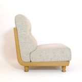 Robert Guillerme & Jacques Chambron, armchair upholstered in beige fabric.