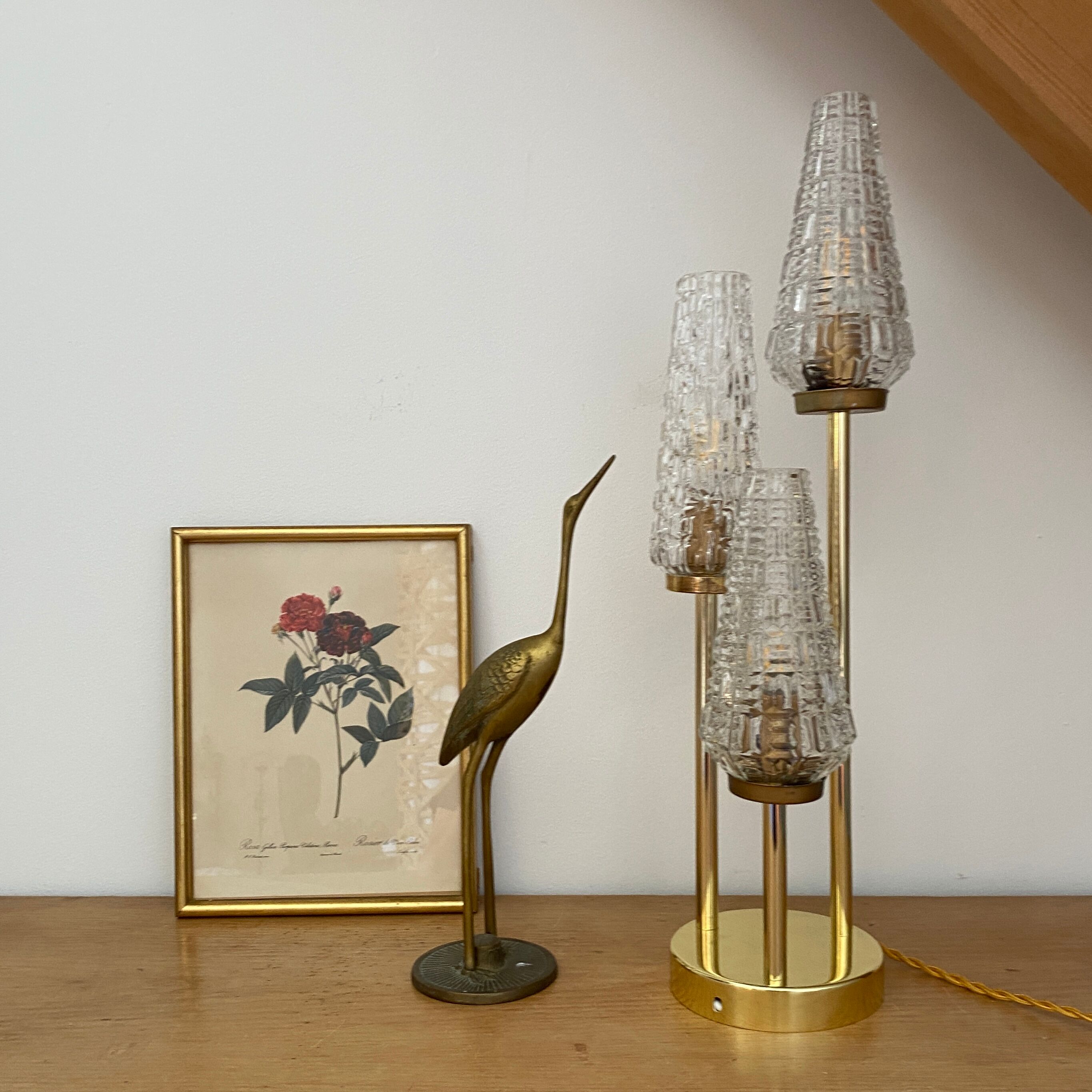 Table lamp troix lights vintage glass globes