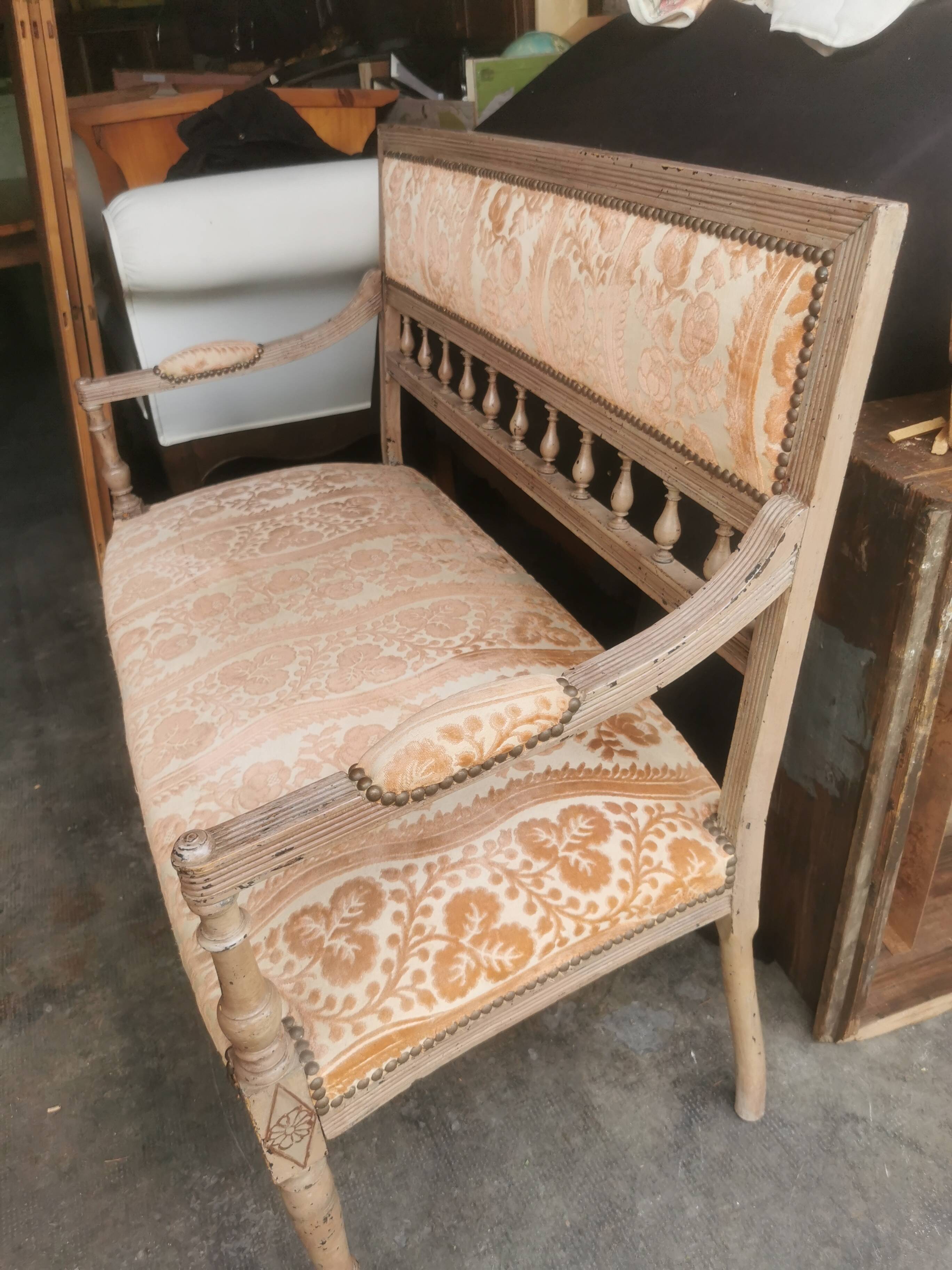 Bench decorated with flowers