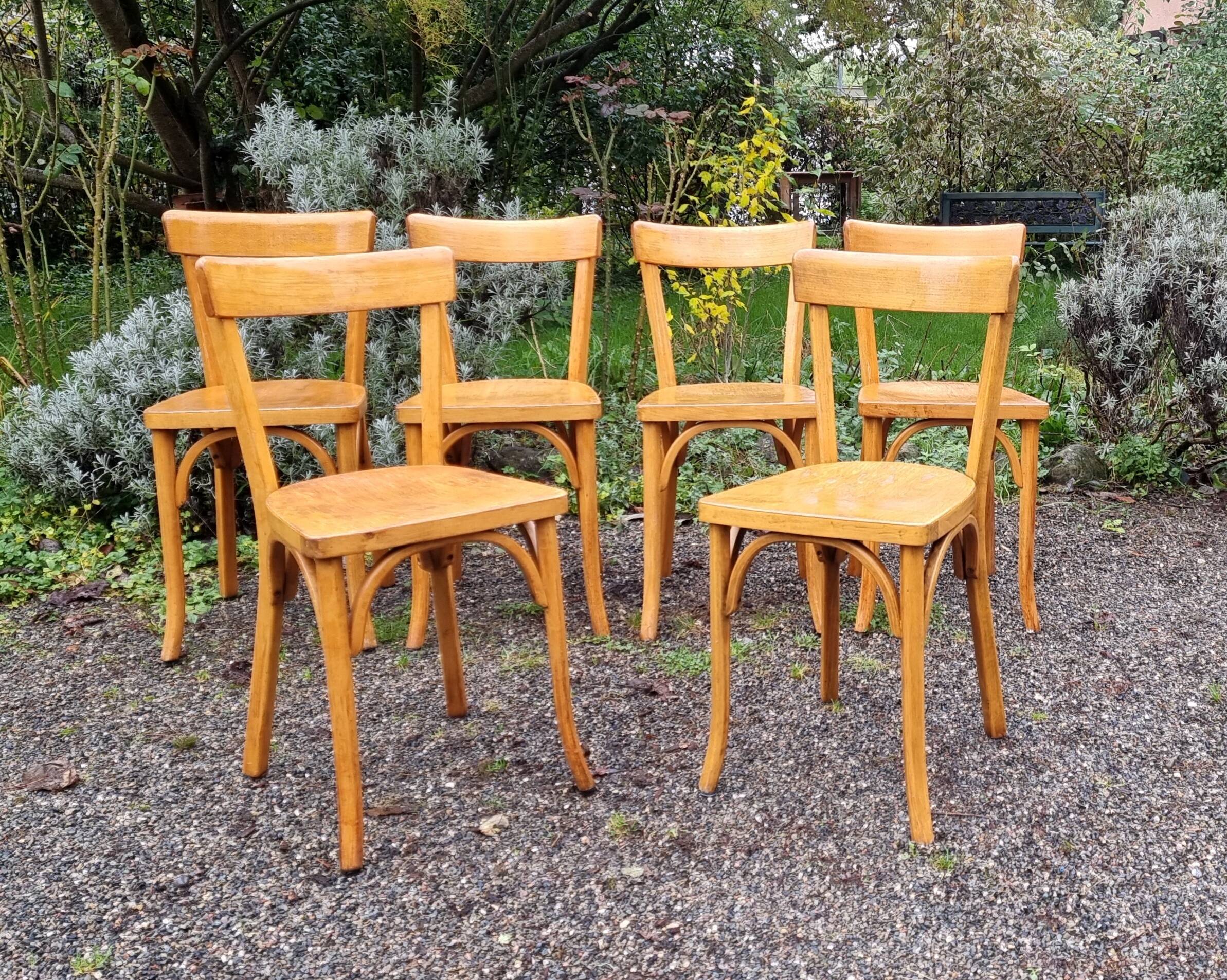 6 Baumann chairs no. 55, 1950s