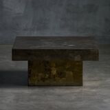 Table basse brutaliste en acier, France, années 1970