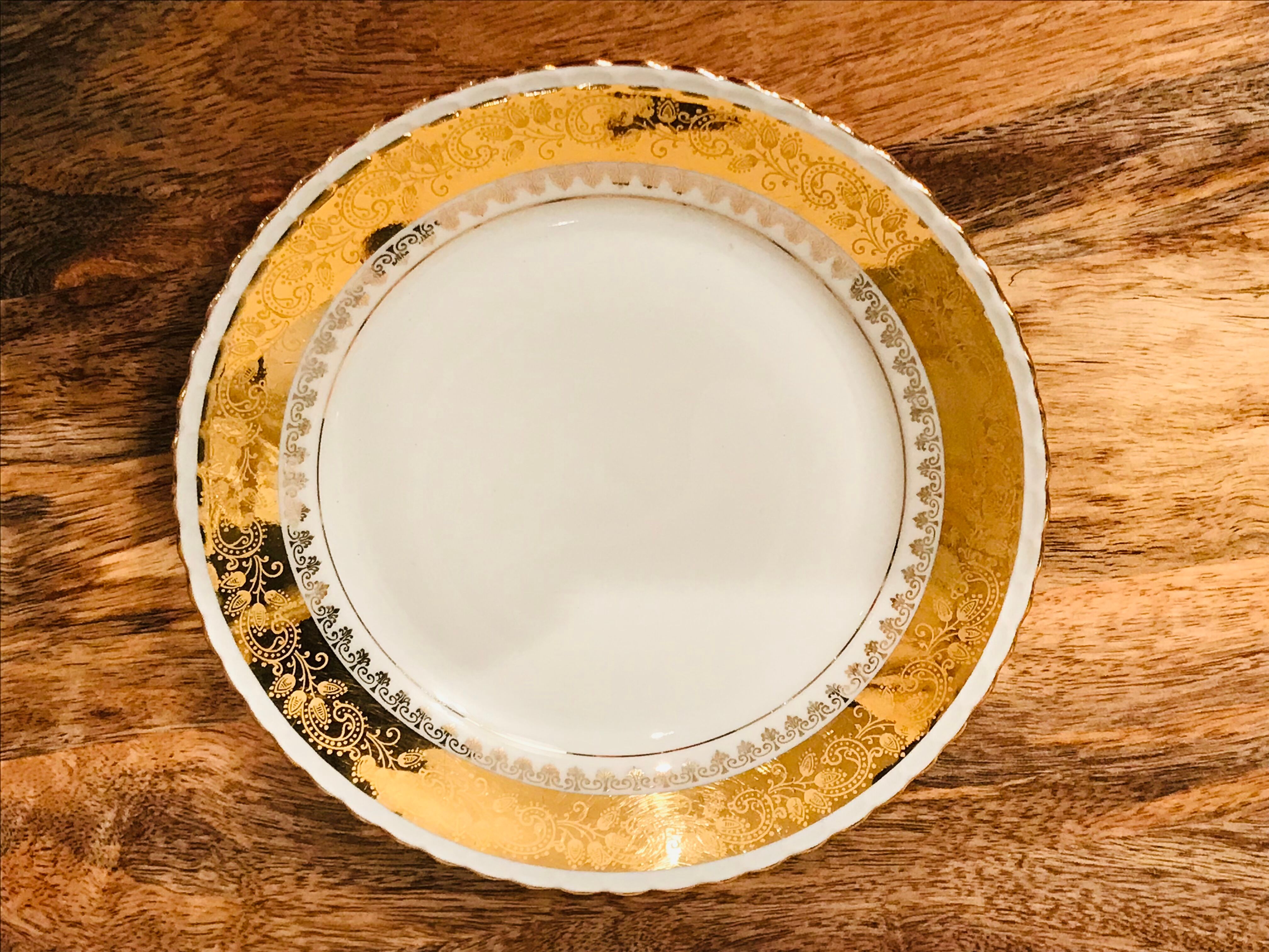 Service à dessert doré à l’or fin en porcelaine de Luxe Royal ADP