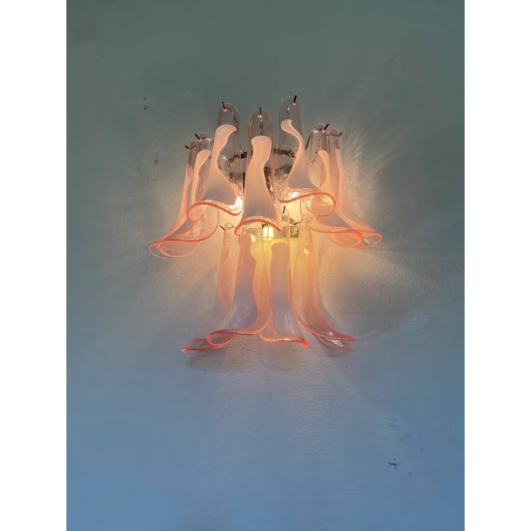 Blush Pink Murano Glass Selle Wall Sconces – A Pair