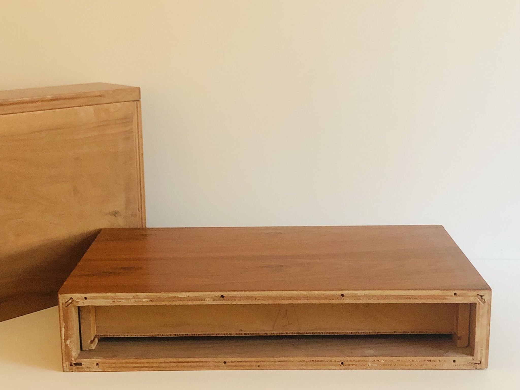 Pair of vintage rosewood veneer shelves, France 60s