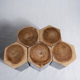 Set of 5 hexagonal stools in two-tone suar forming occasional furniture
