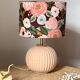 Vintage table lamp in powder pink ceramic – floral lampshade made