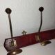 Old wall coat rack wood and iron 4 hooks